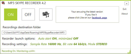 MP3 Skype Recorder screenshot 1