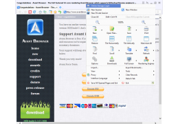 Avant Browser - menu-options