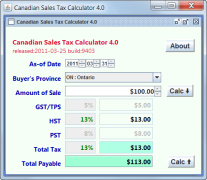 Canadian Sales Tax Calculator screenshot 1