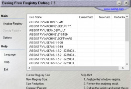 Eusing Free Registry Defrag screenshot 1