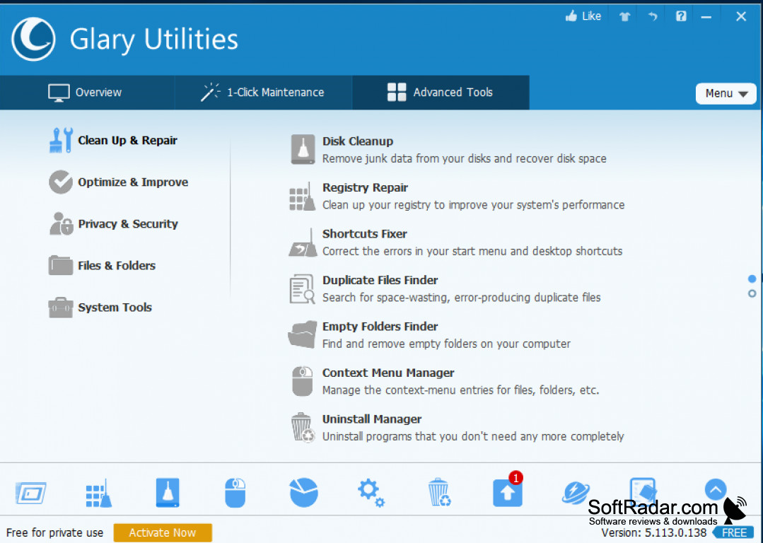 glary utilities check disk