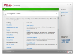 McAfee Total Protection - navigation