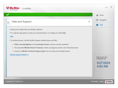 McAfee Total Protection - help-panel