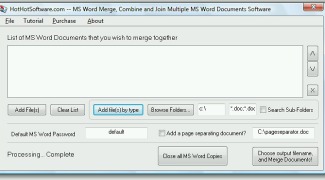 MS Word Merge, Combine and Join Multiple MS Word Documents Software - Screenshot 1