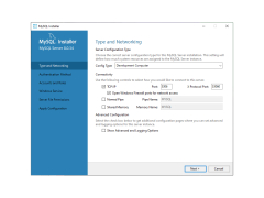 MySQL Installer - type-and-networking