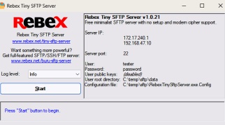 Rebex Tiny SFTP Server - Screenshot 1