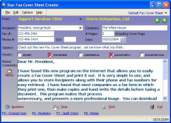 Star Fax Cover Sheet Creator screenshot 1